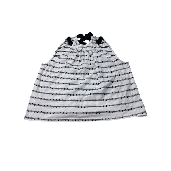 Loft Womens Black & White Striped Sleeveless Halter Top With Bow Tie Neck - Picture 6 of 8